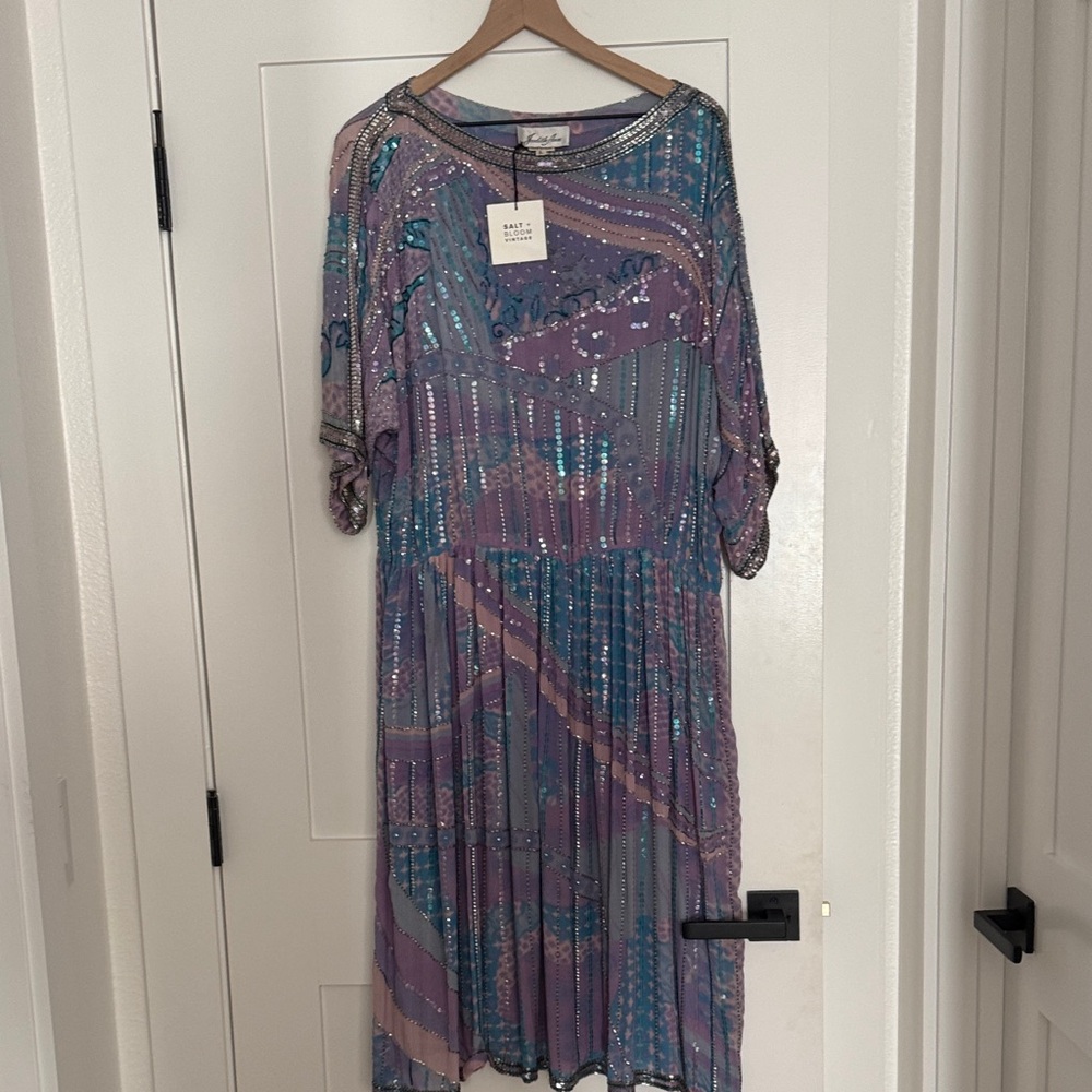 Vintage Judith Ann sequins Dress in Blue and Purple very vintage.